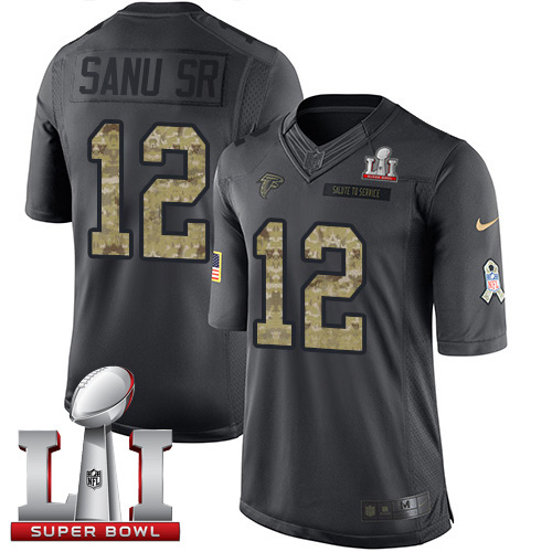 Nike Falcons #12 Mohamed Sanu Sr Black Super Bowl LI 51 Men's Stitched NFL Limited 2016 Salute To Service Jersey